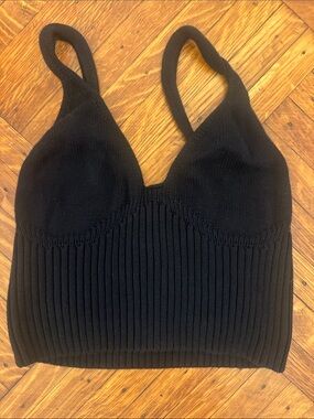 Rita Row Ribbed Black Knit Crop Bralette Tank Top